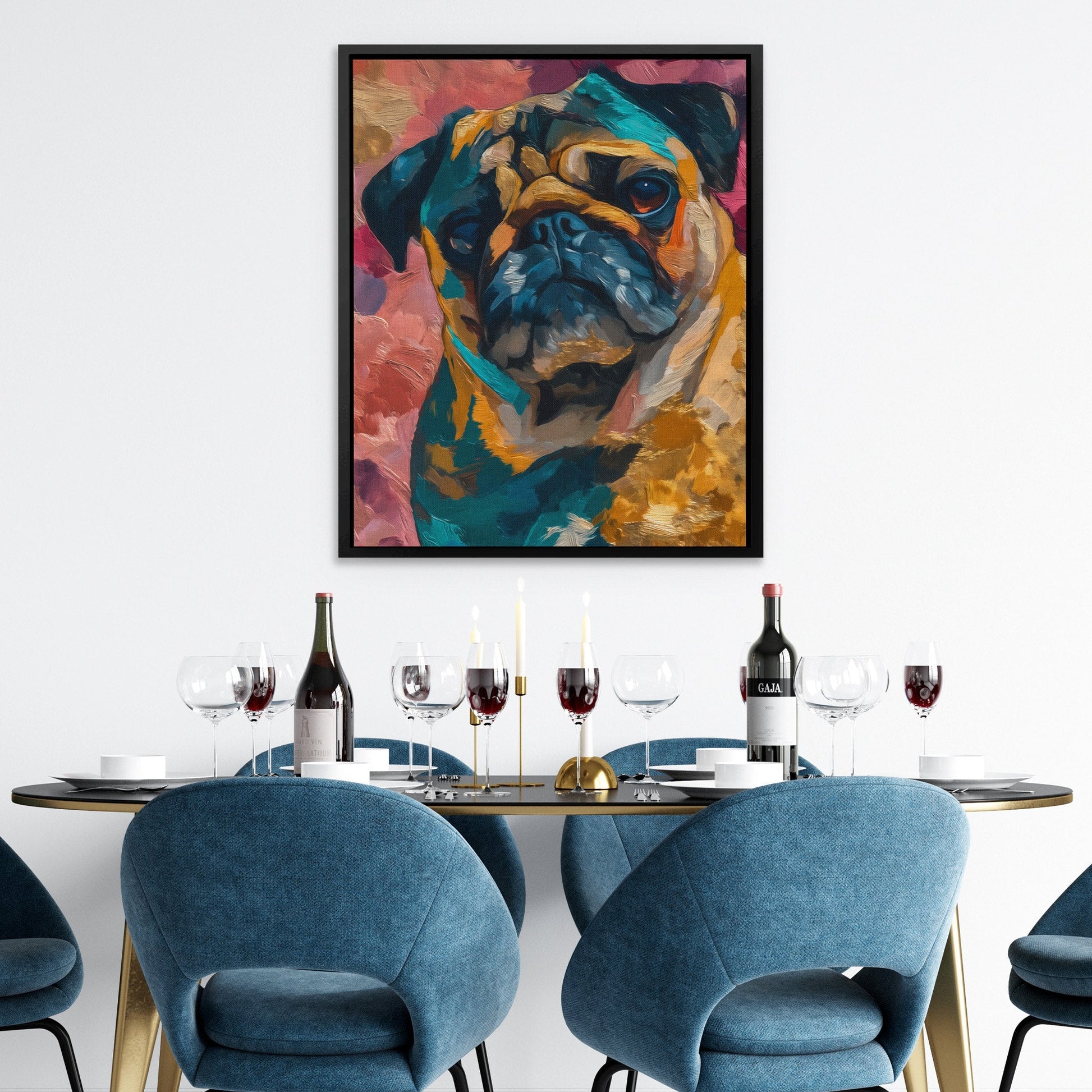 Pug in Teal - Luxury Wall Art