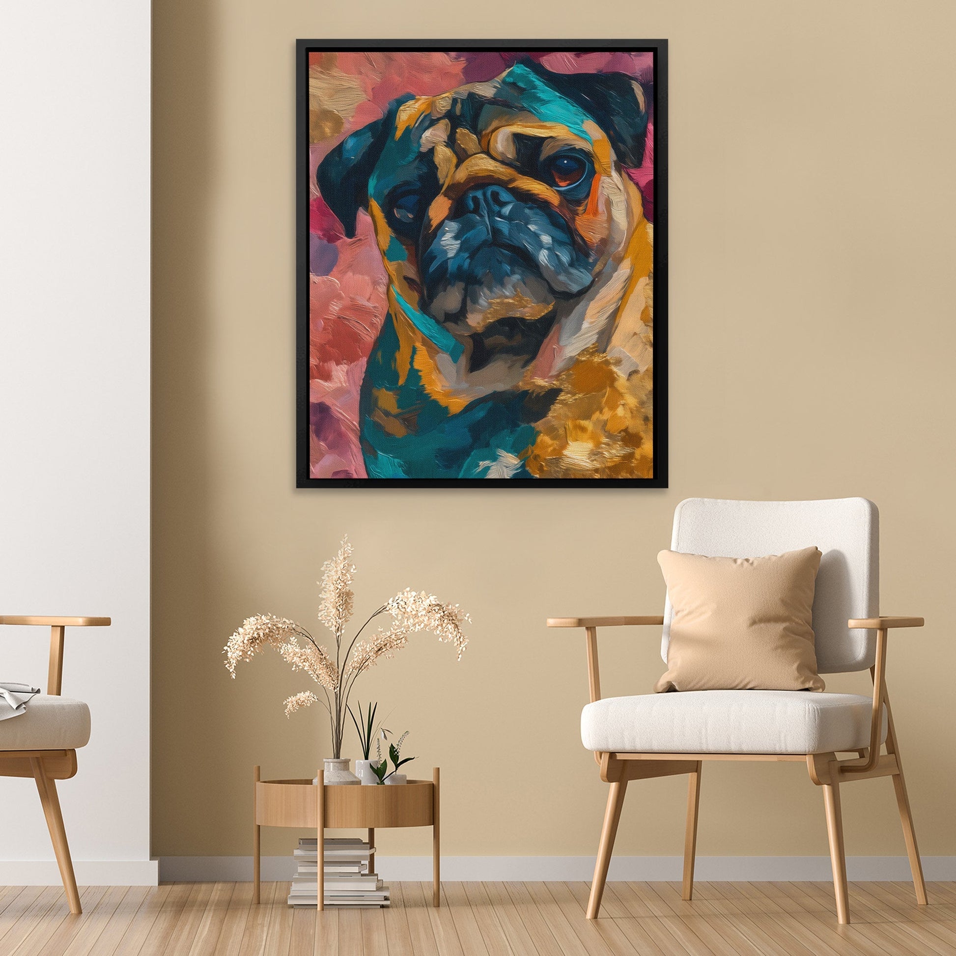 Pug in Teal - Luxury Wall Art
