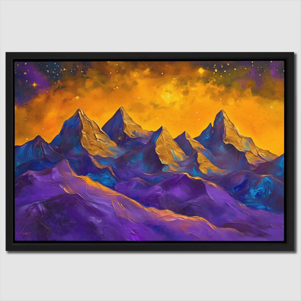 Purple and Gold Peaks - Landscapes Art for Living Room