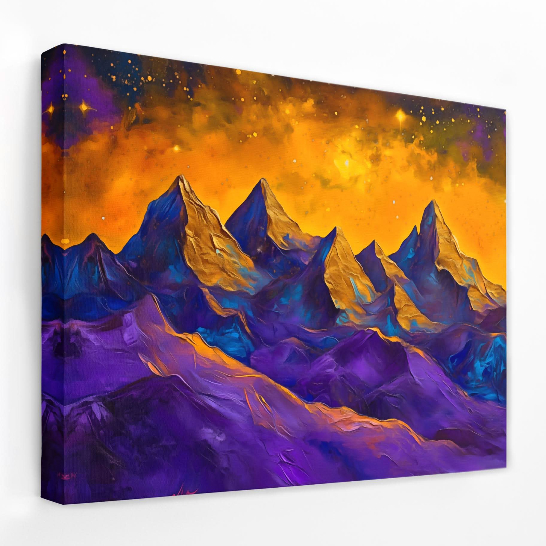 Purple and Gold Peaks - Landscapes Canvas Wall Art