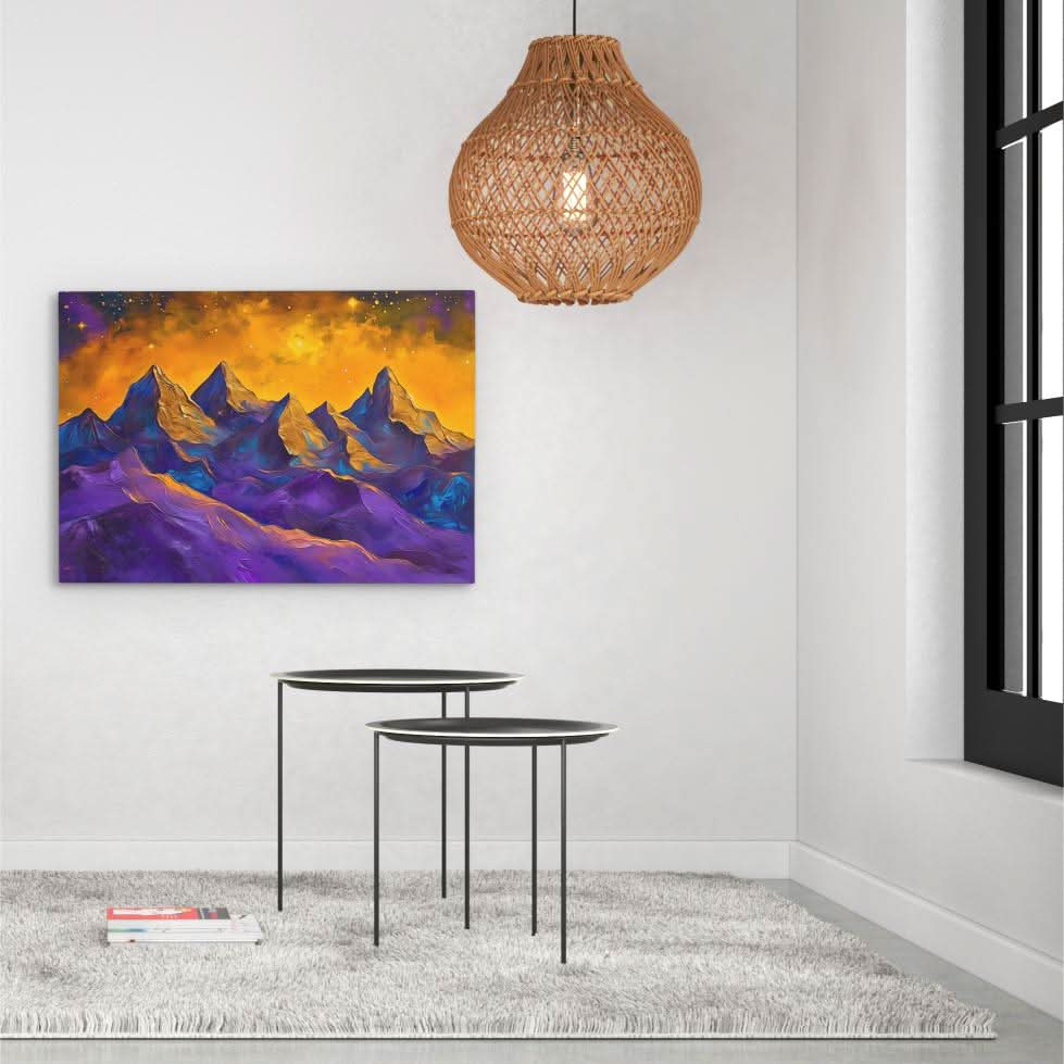 Purple and Gold Peaks - Large Canvas Print