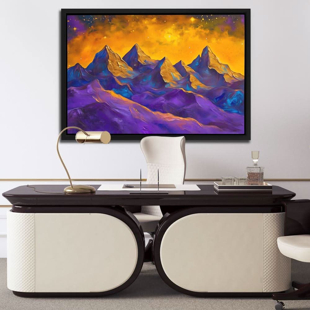 Purple and Gold Peaks - Gold Canvas Wall Art