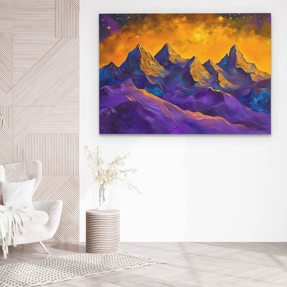Purple and Gold Peaks - Gold Mountain Canvas Print