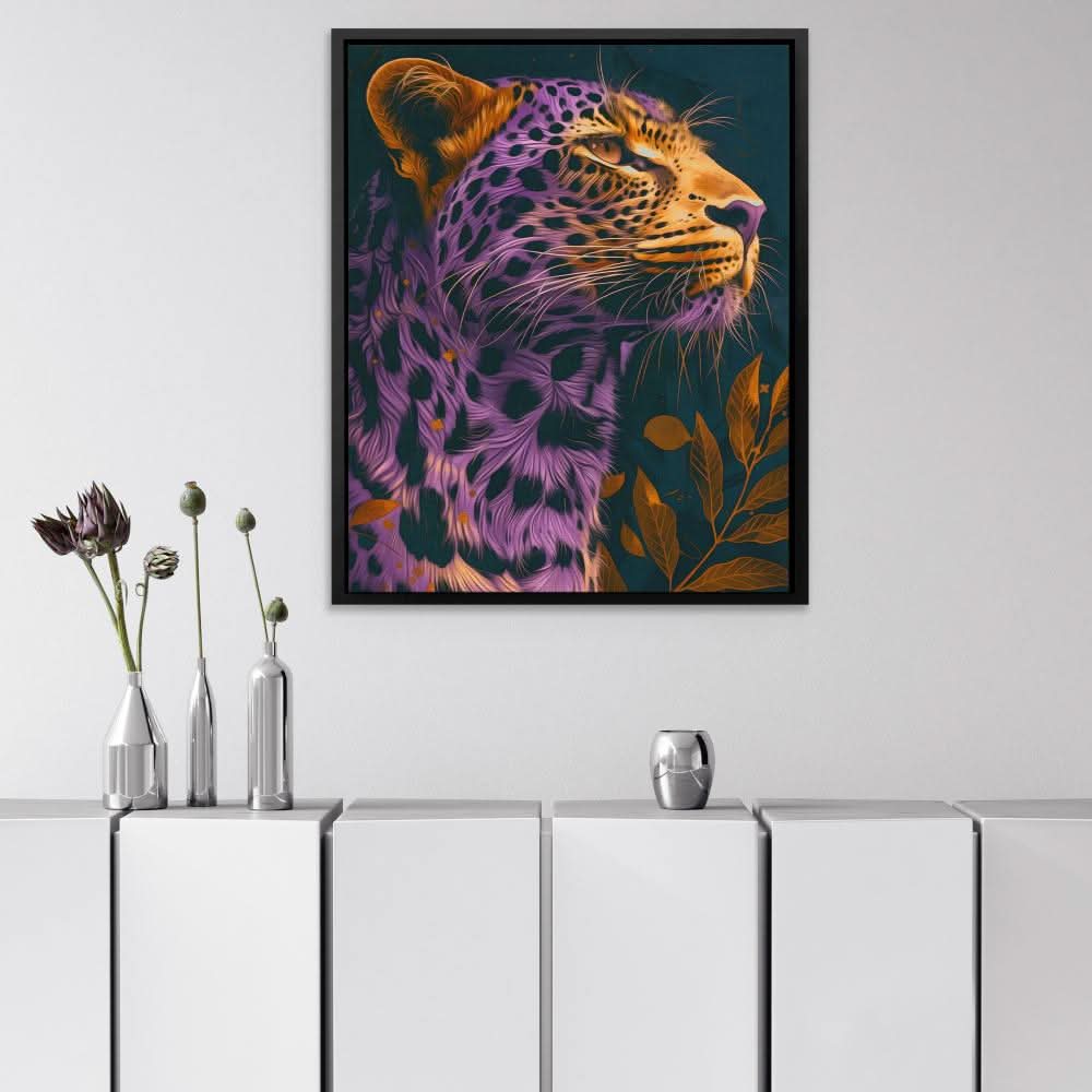 Purple Big Cat - Gold Big Cat Canvas Print