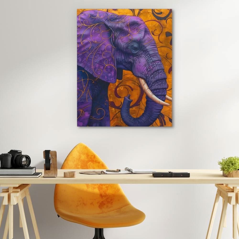 Purple Elephant - Gold Elephant Canvas Print