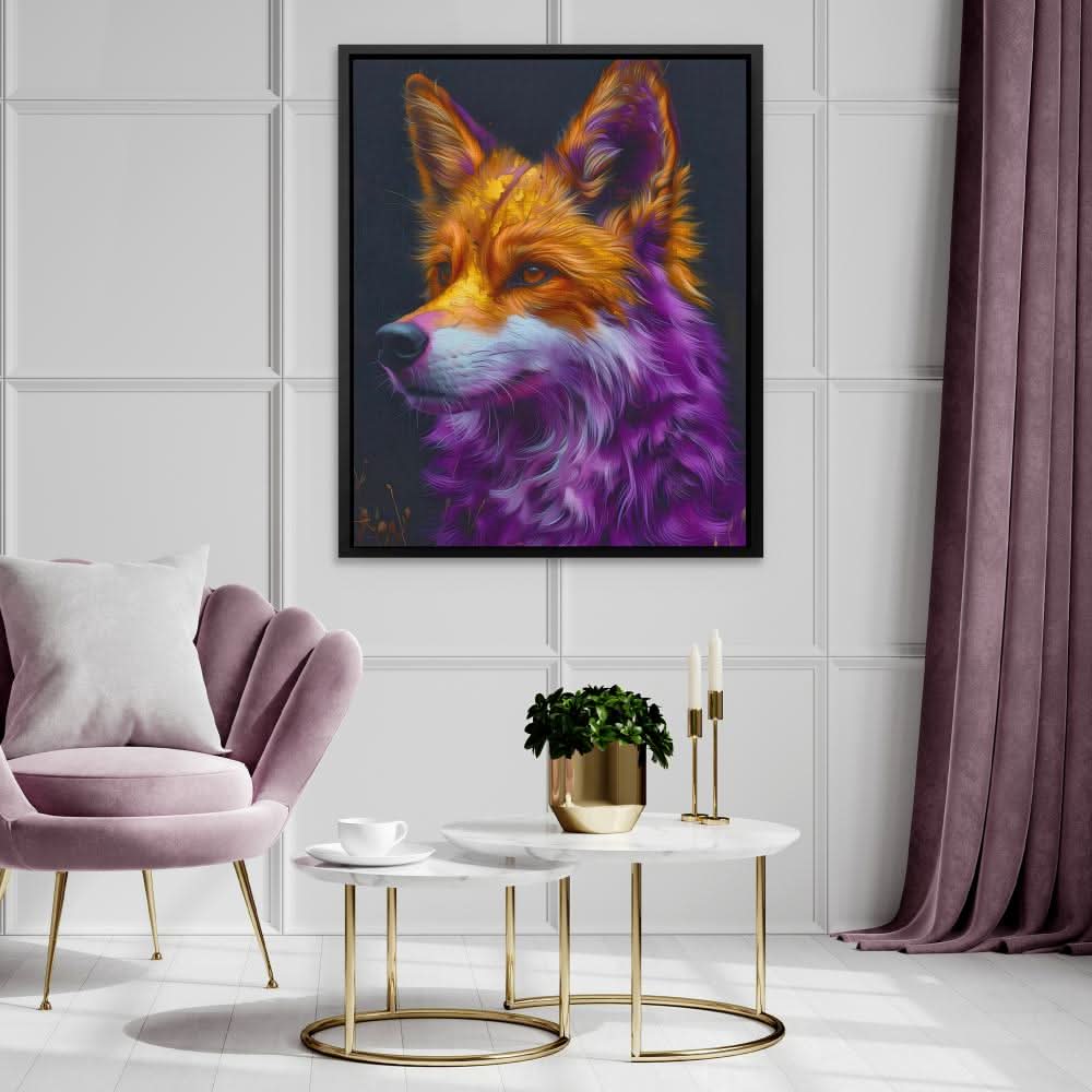 Purple Fox - Colorful Fox Canvas Print