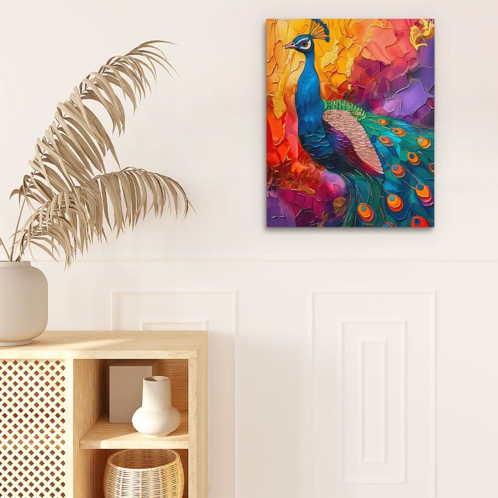 Purple Gold Plumage - Colorful Wall Art for Hallway