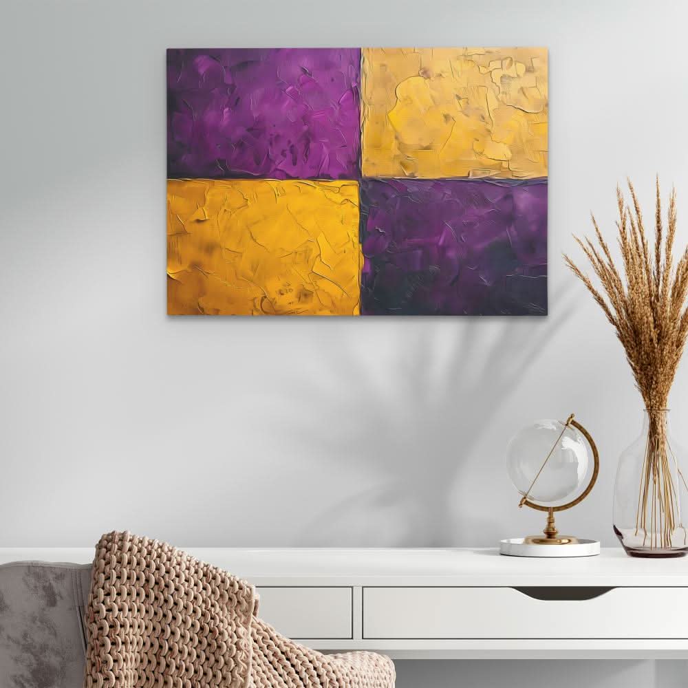 Purple Gold Rectangles - Gold Canvas Print