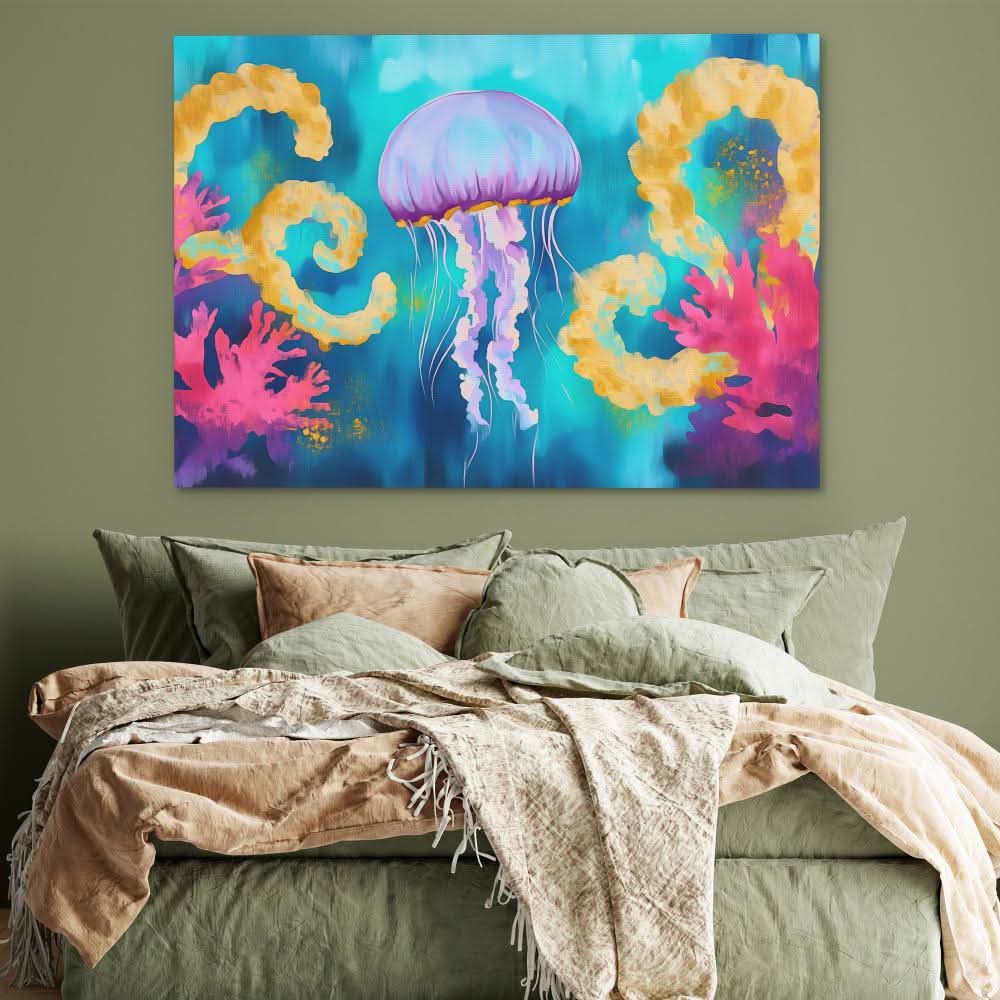 Purple Jellyfish - Colorful Canvas Wall Art