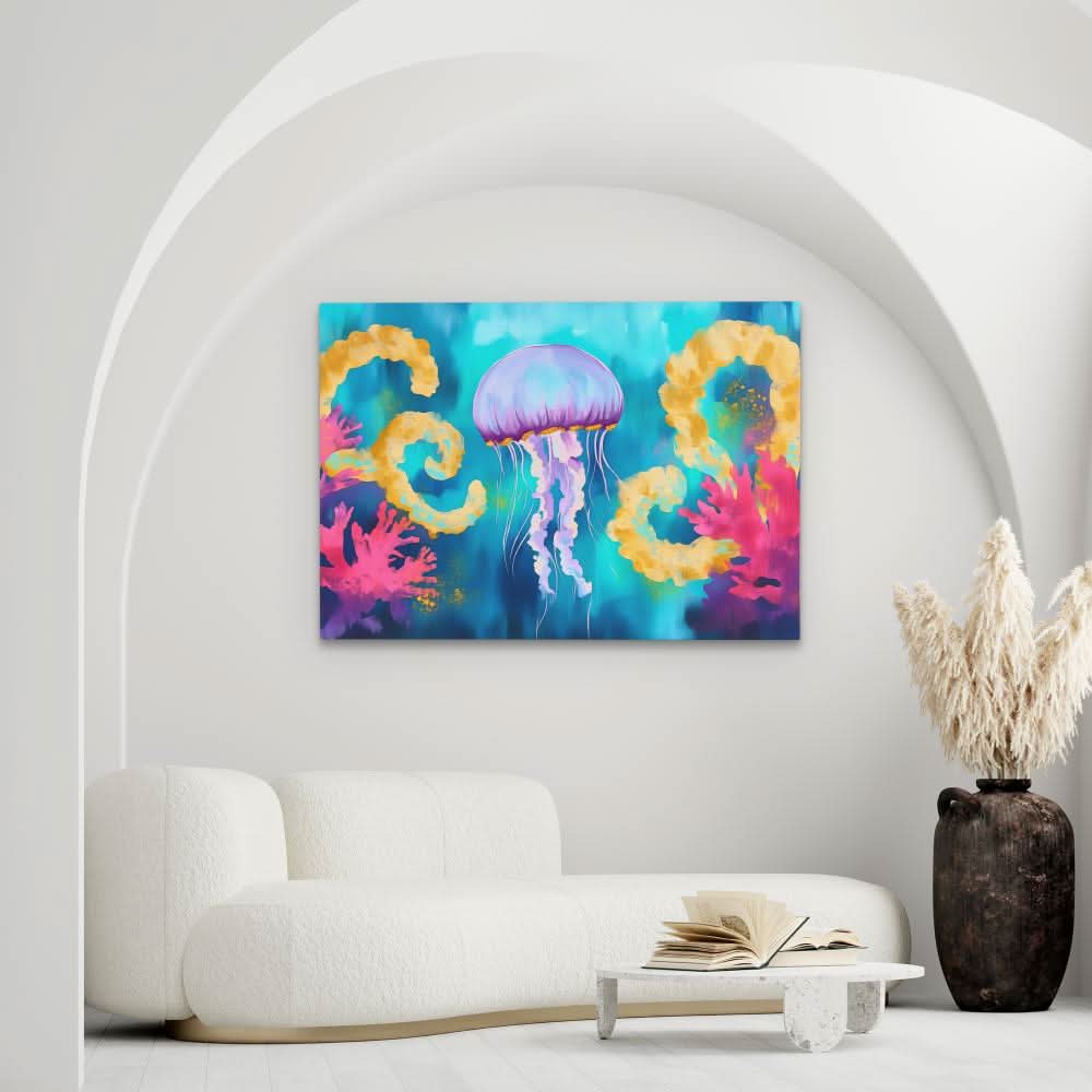 Purple Jellyfish - Colorful Coastal Canvas Print