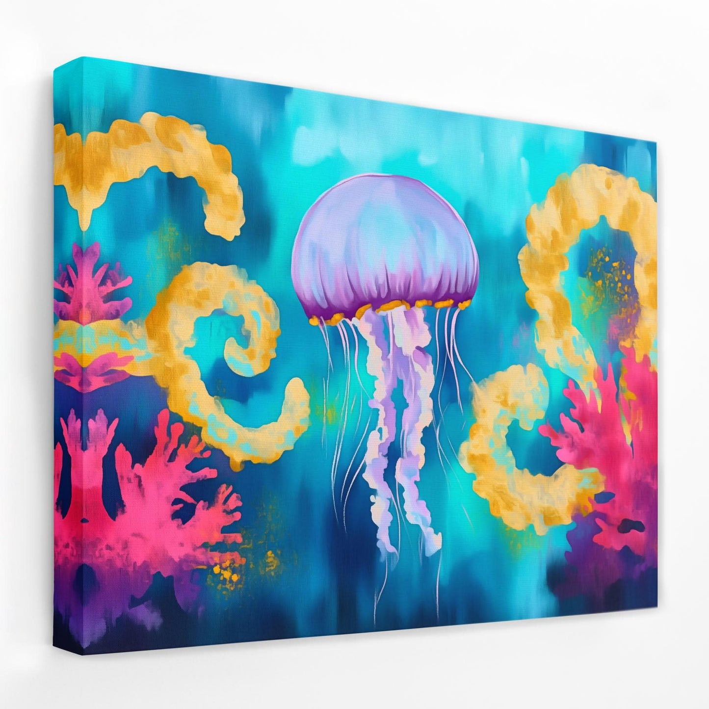 Purple Jellyfish - Beach House Canvas Wall Art