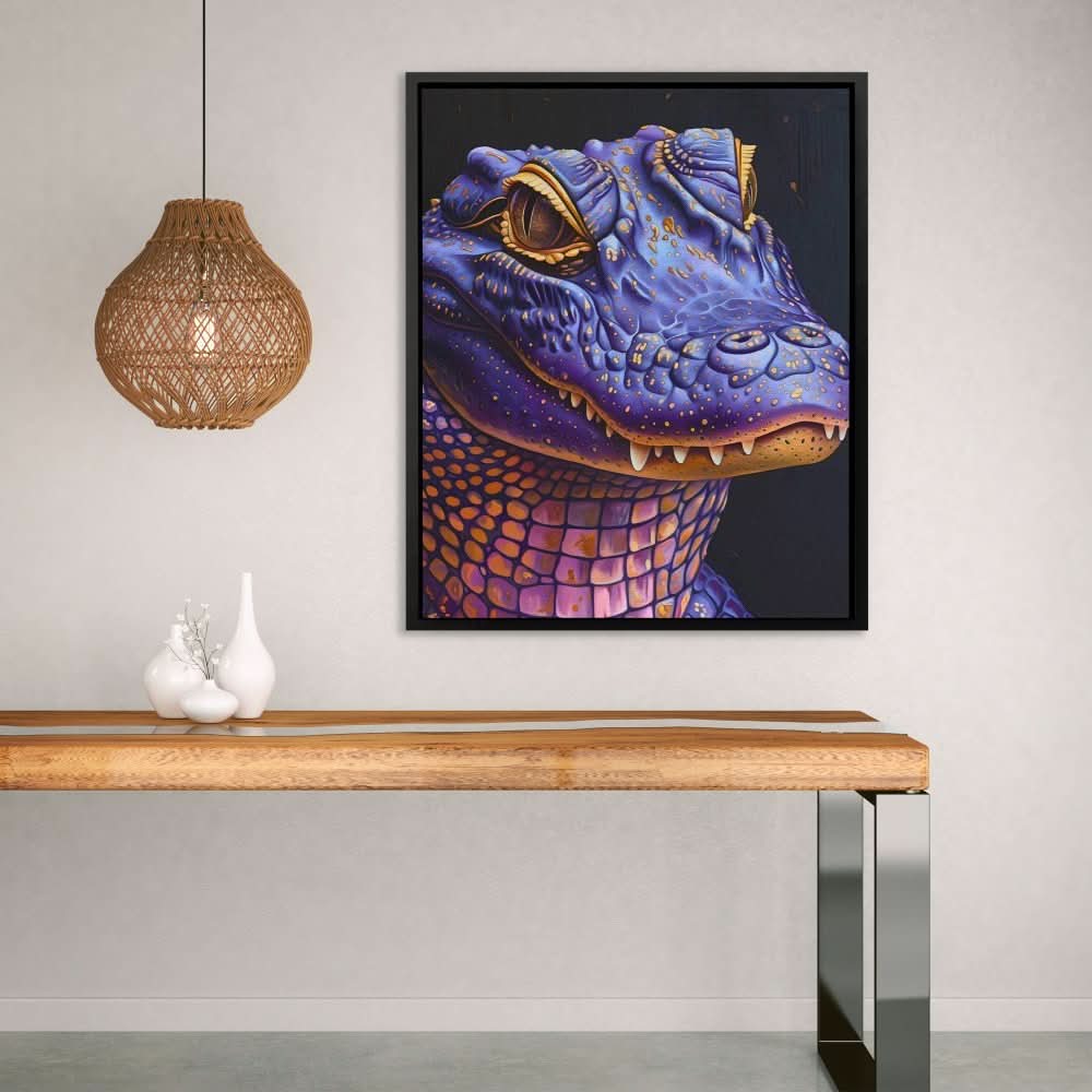 Purple Predator - Gold Crocodile Canvas Print