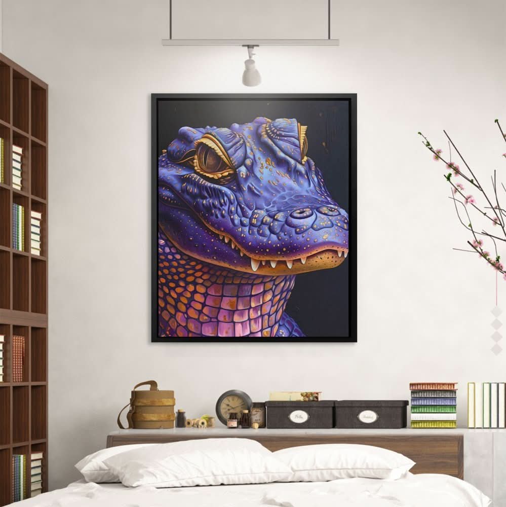 Purple Predator - Maximalist Wall Art in Black Frame