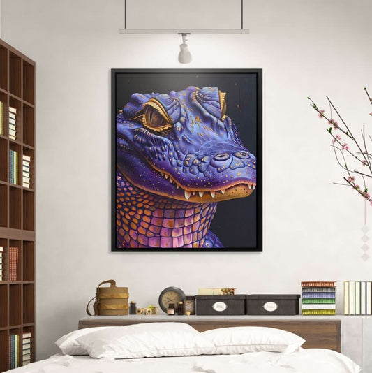 Purple Predator - Maximalist Wall Art in Black Frame