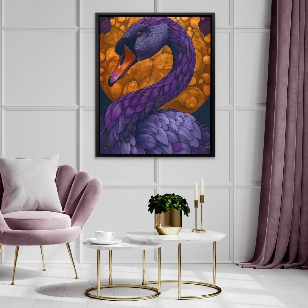 Purple Swan - Animals Art for Dining Room