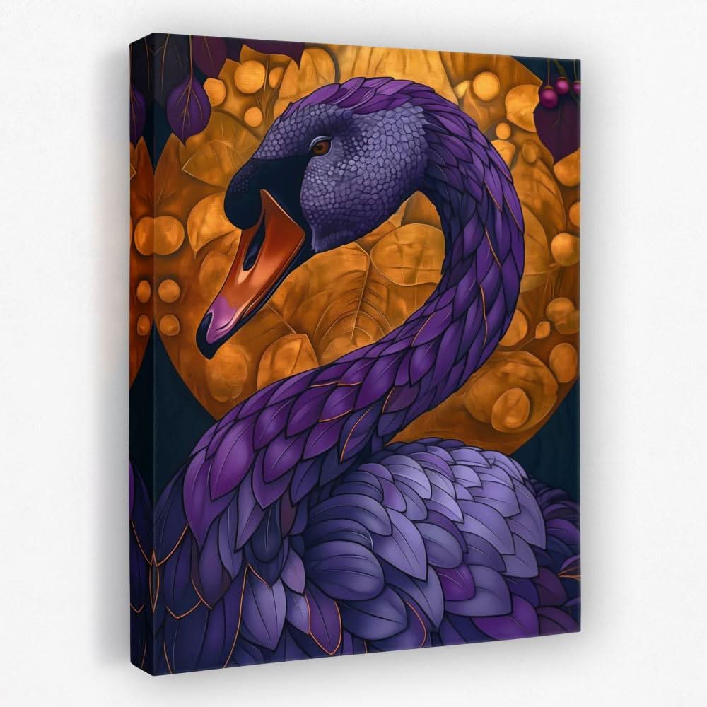 Purple Swan - Animals Canvas Wall Art