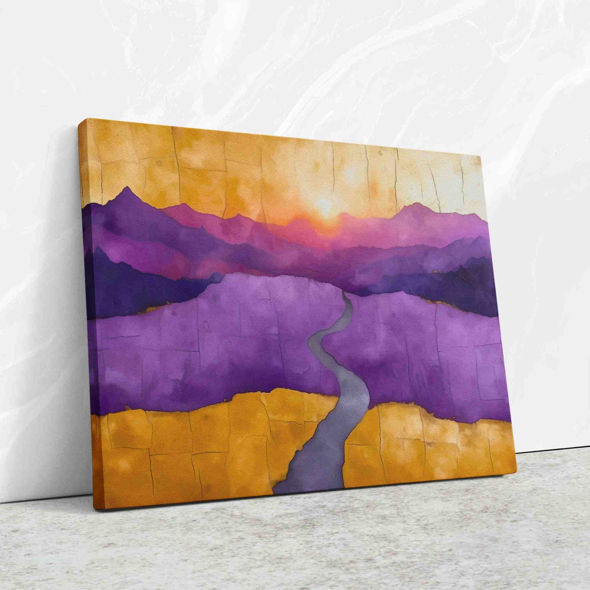 Purple Valley - Landscapes Wall Art in Black Frame