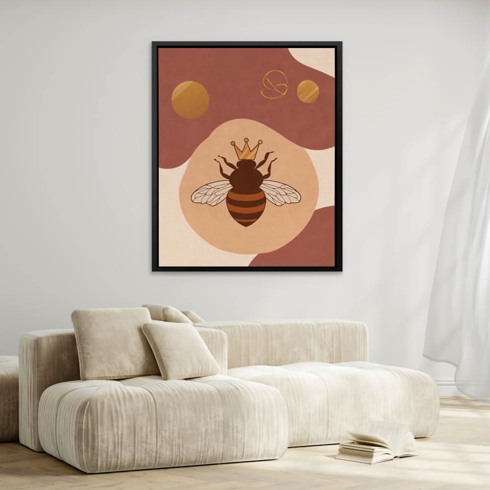 Queen Bee Buzz - Modern Brown Canvas Wall Art