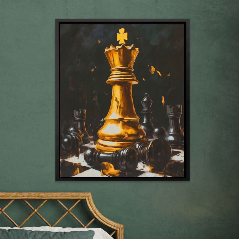 Queen Reigns Supreme - Chess Wall Art in Black Frame