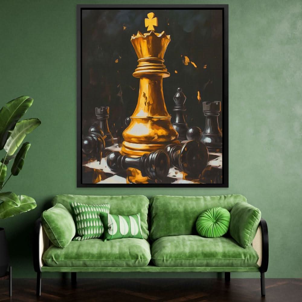 Queen Reigns Supreme - Black and Gold Canvas Wall Art