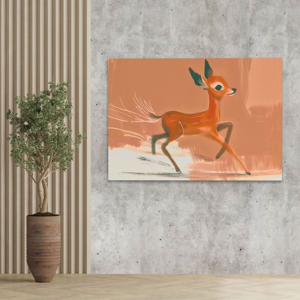Racing Fawn - Brown Wall Art for Nursery