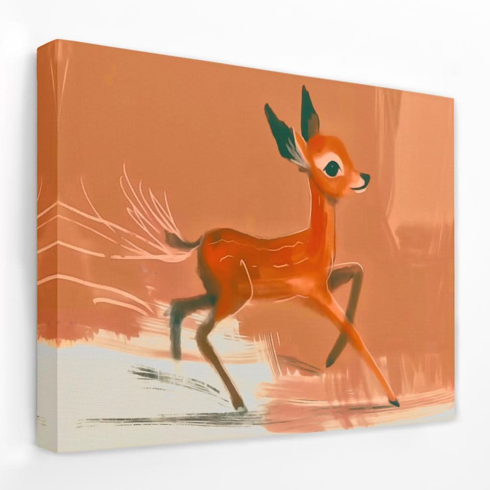 Racing Fawn - Animals Canvas Wall Art
