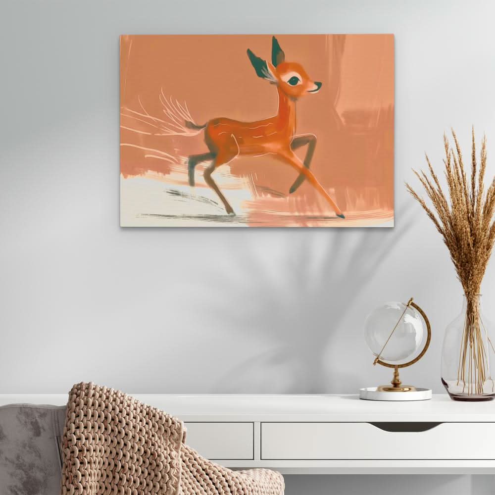 Racing Fawn - Oversized Animals Canvas Wall Art