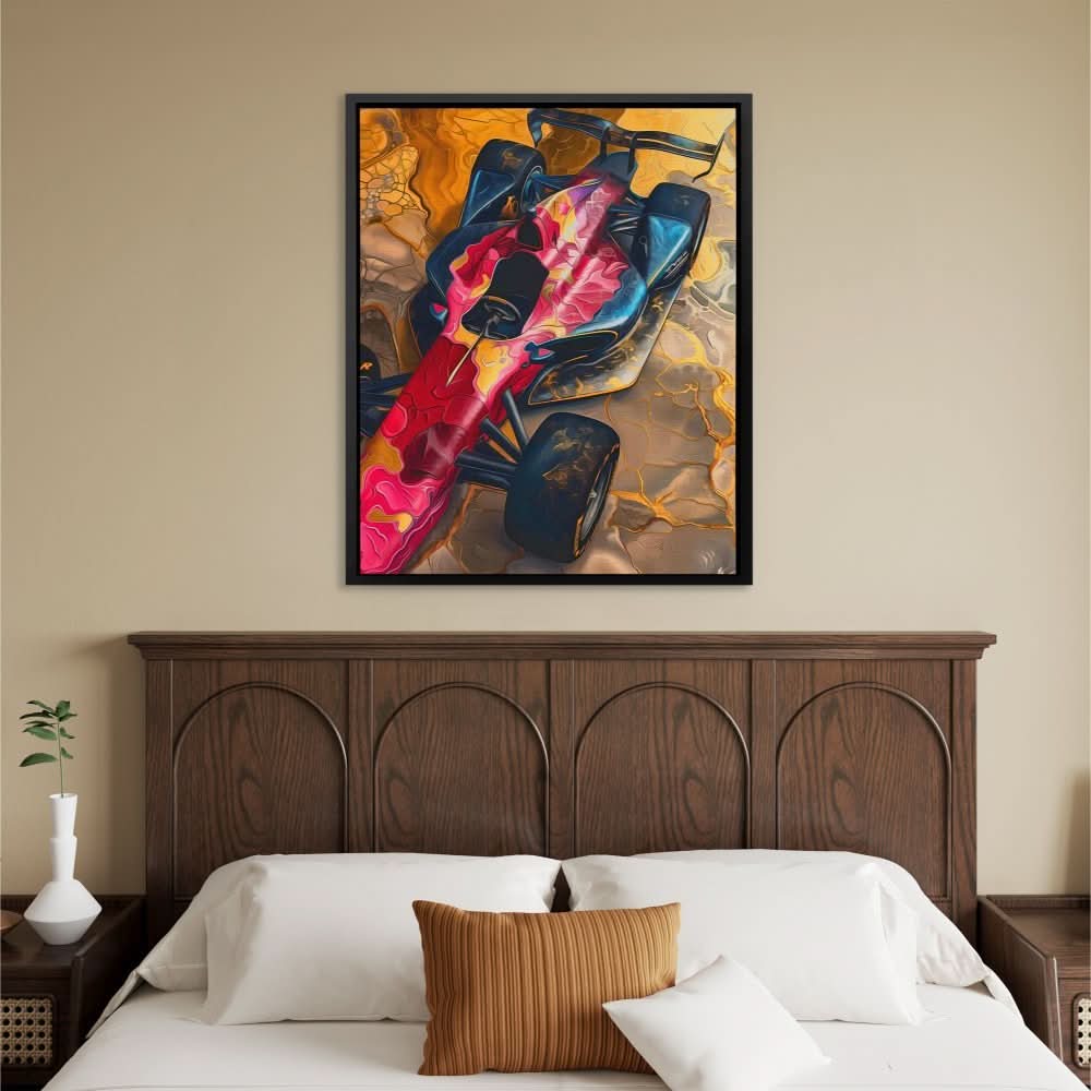 Racing Surrealism - Abstract Wall Art in Black Frame