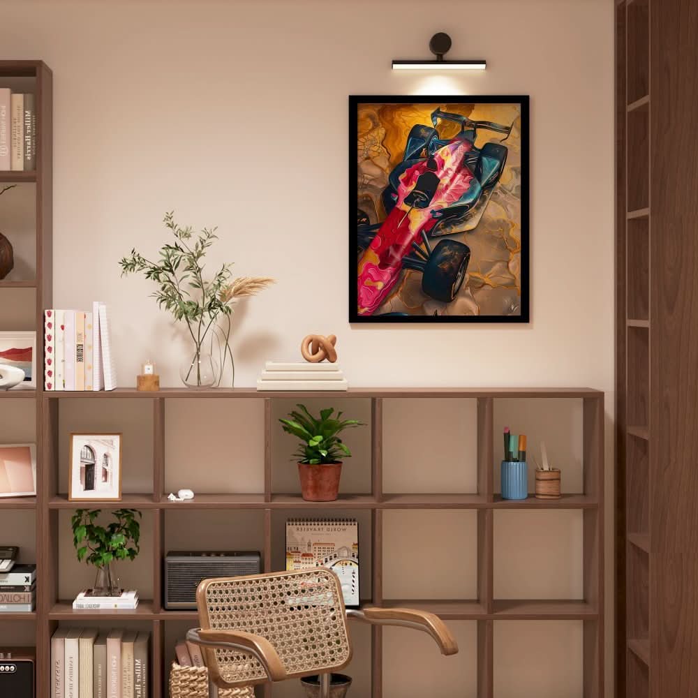 Racing Surrealism - Gold Wall Art for Living Room