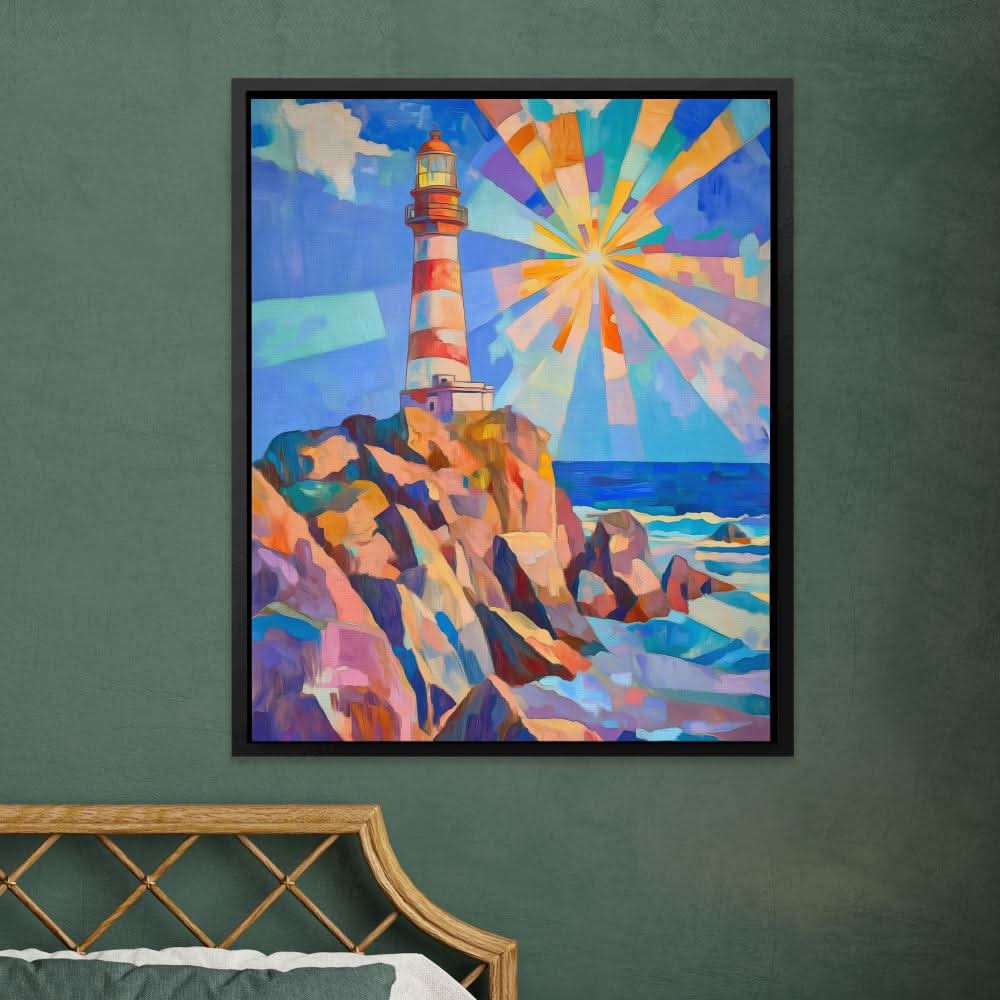Radiant Beacon - Abstract Wall Art in Black Frame