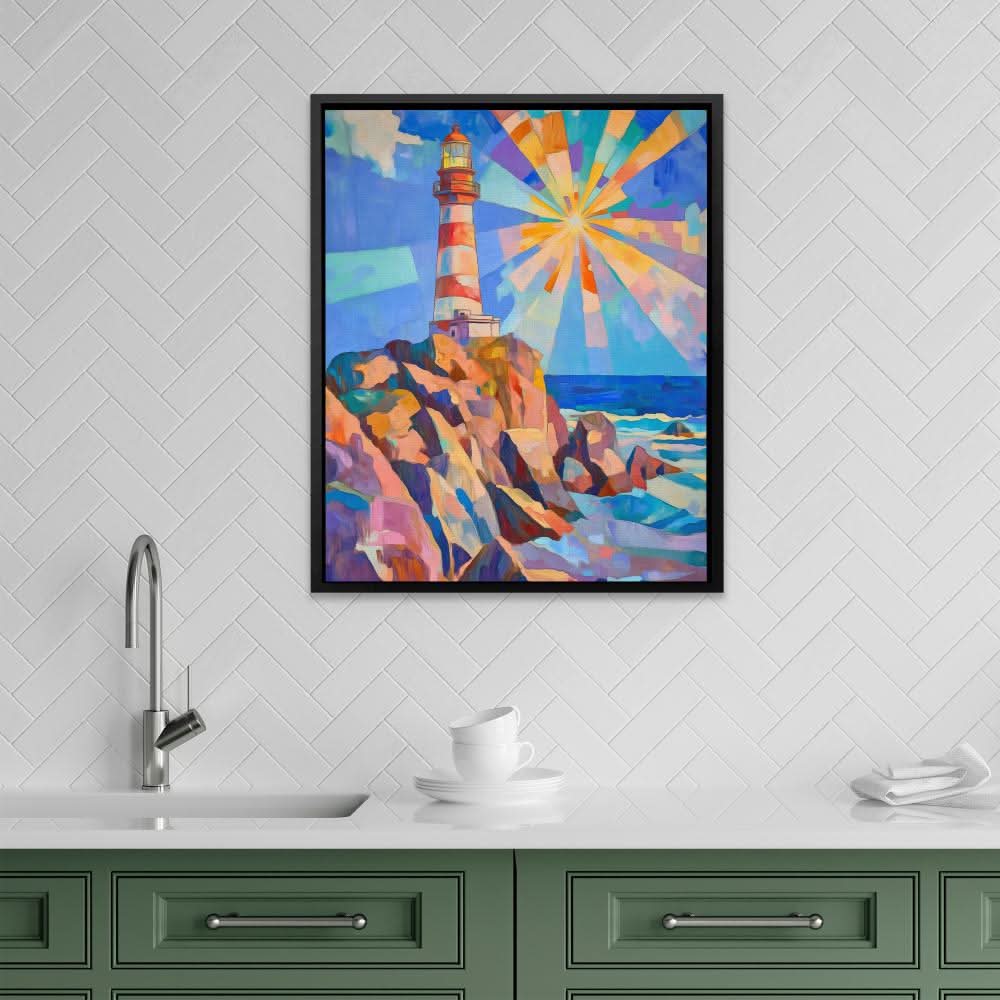 Radiant Beacon - Colorful Wall Art for Bathroom