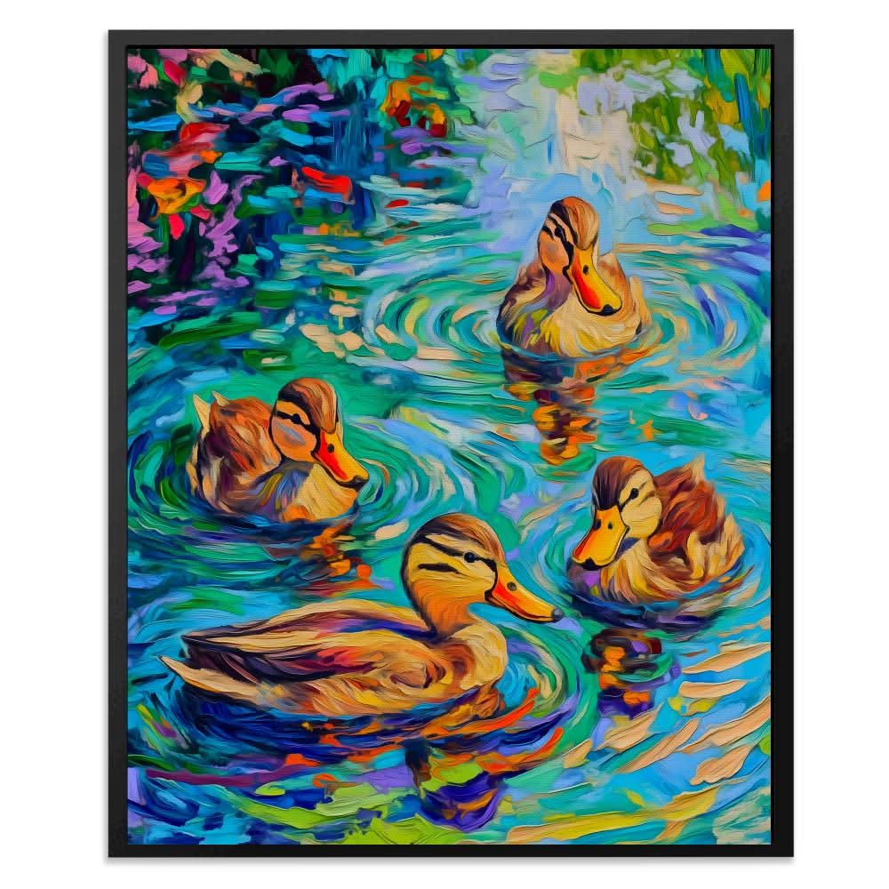 Radiant Ducklings - Blue Duck Canvas Print