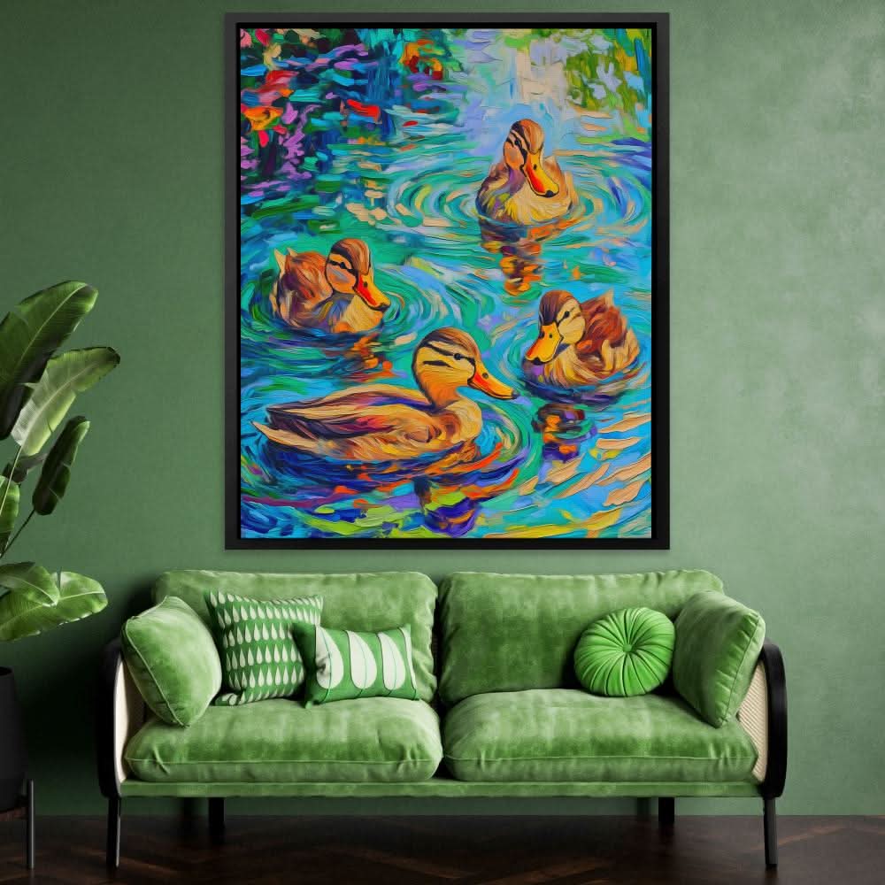 Radiant Ducklings - Wall Art in Black Frame