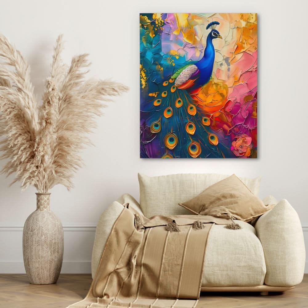 Radiant Realm - Bird Wall Art in Black Frame