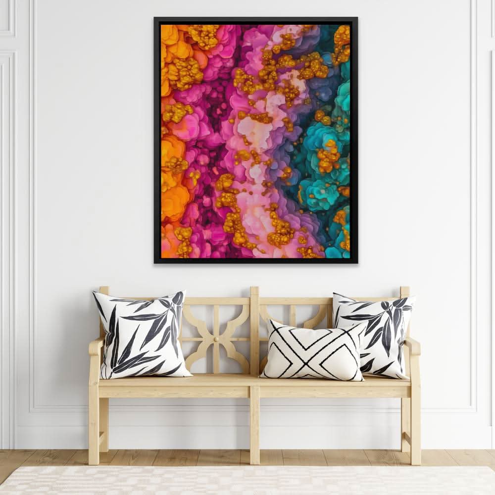 Rainbow Bloom - Rainbow Wall Art in Black Frame