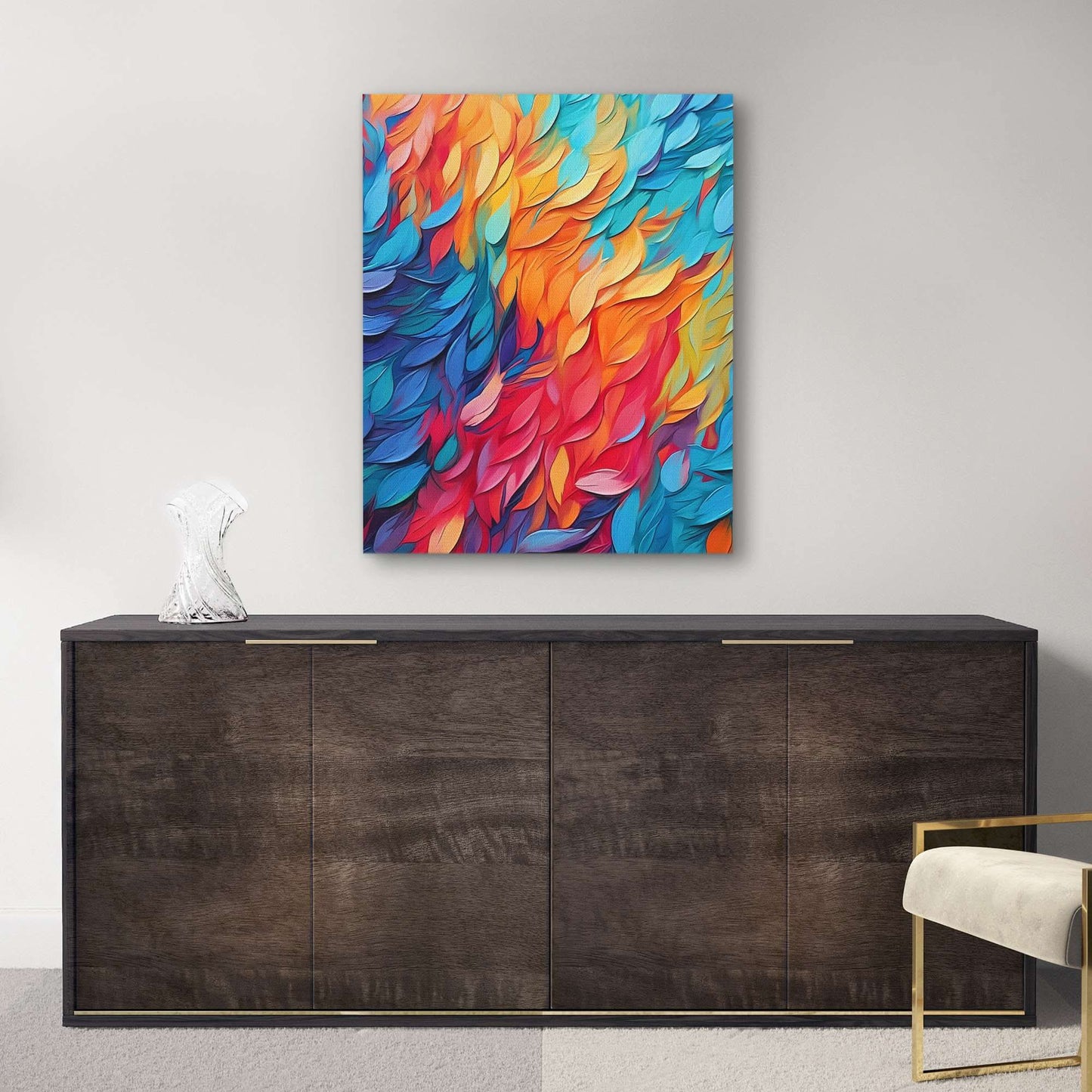 Rainbow Feather Symphony - Luxury Wall Art