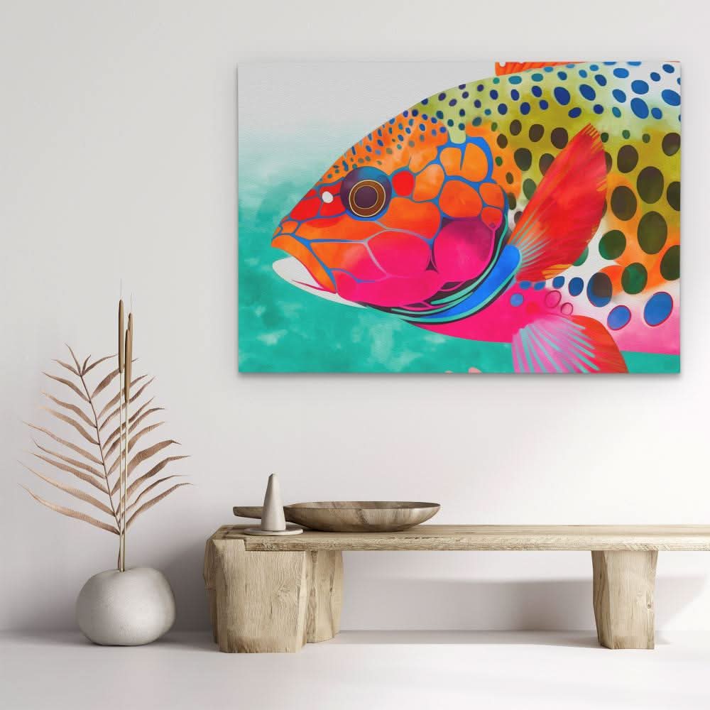 Rainbow Fish - Modern Colorful Canvas Wall Art