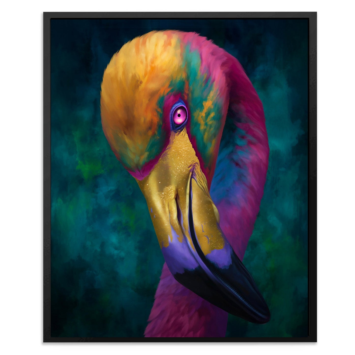 Rainbow Flamingo Preening - Luxury Wall Art