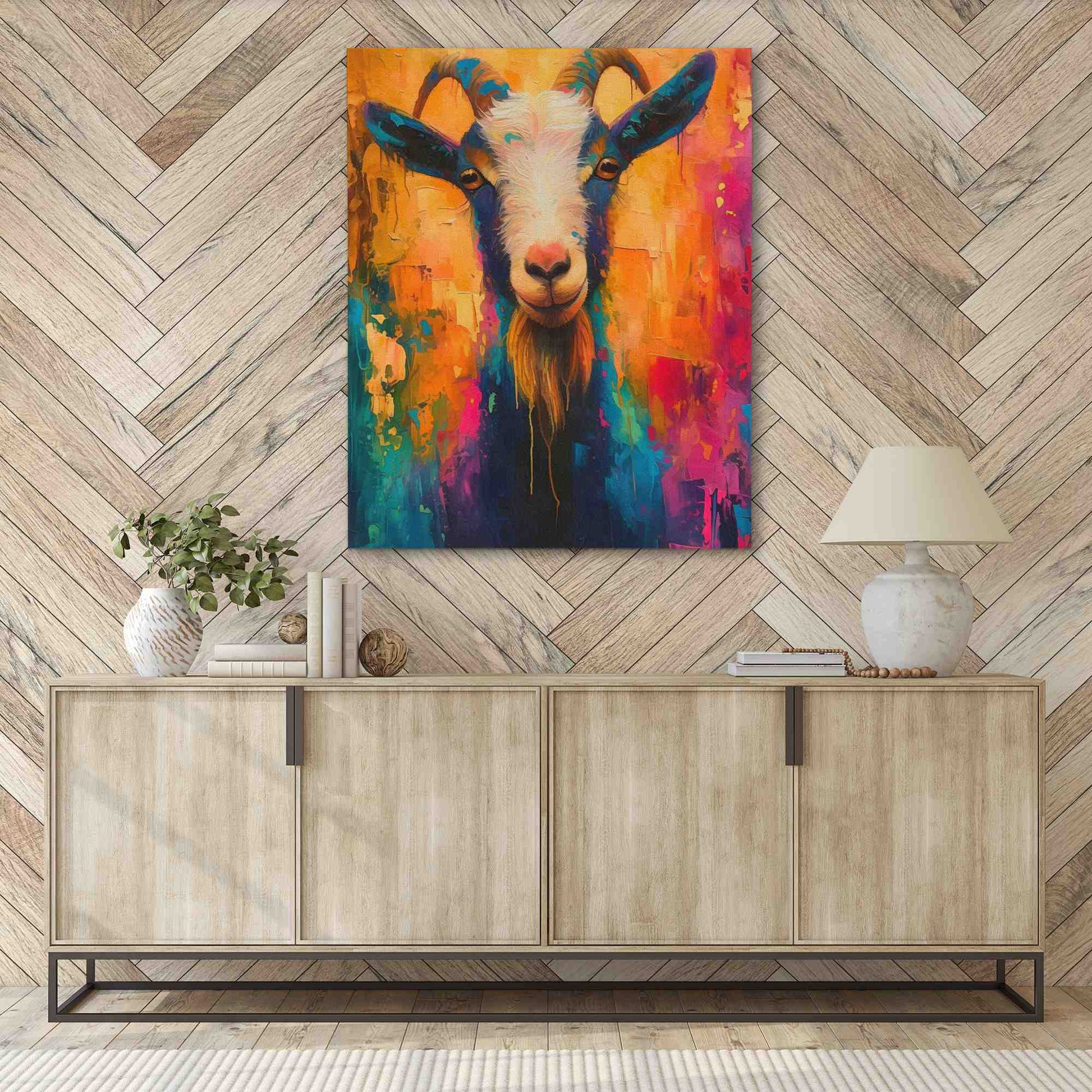 Rainbow Goat - Colorful Wall Art for Living Room