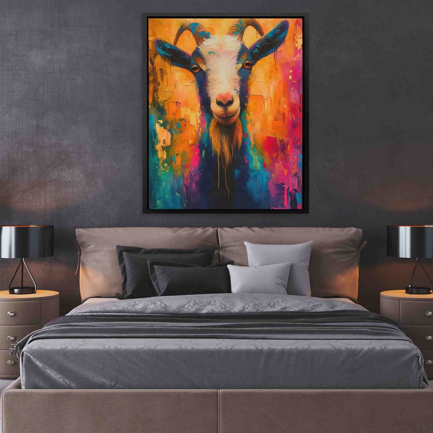 Rainbow Goat - Large Canvas Print