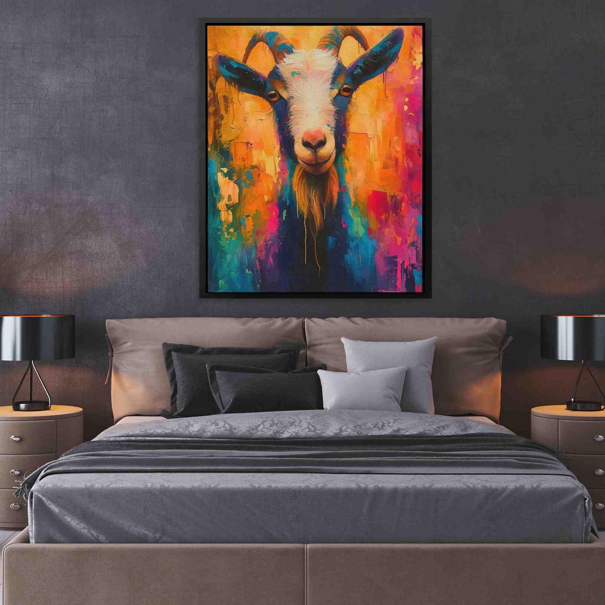 Rainbow Goat - Large Canvas Print