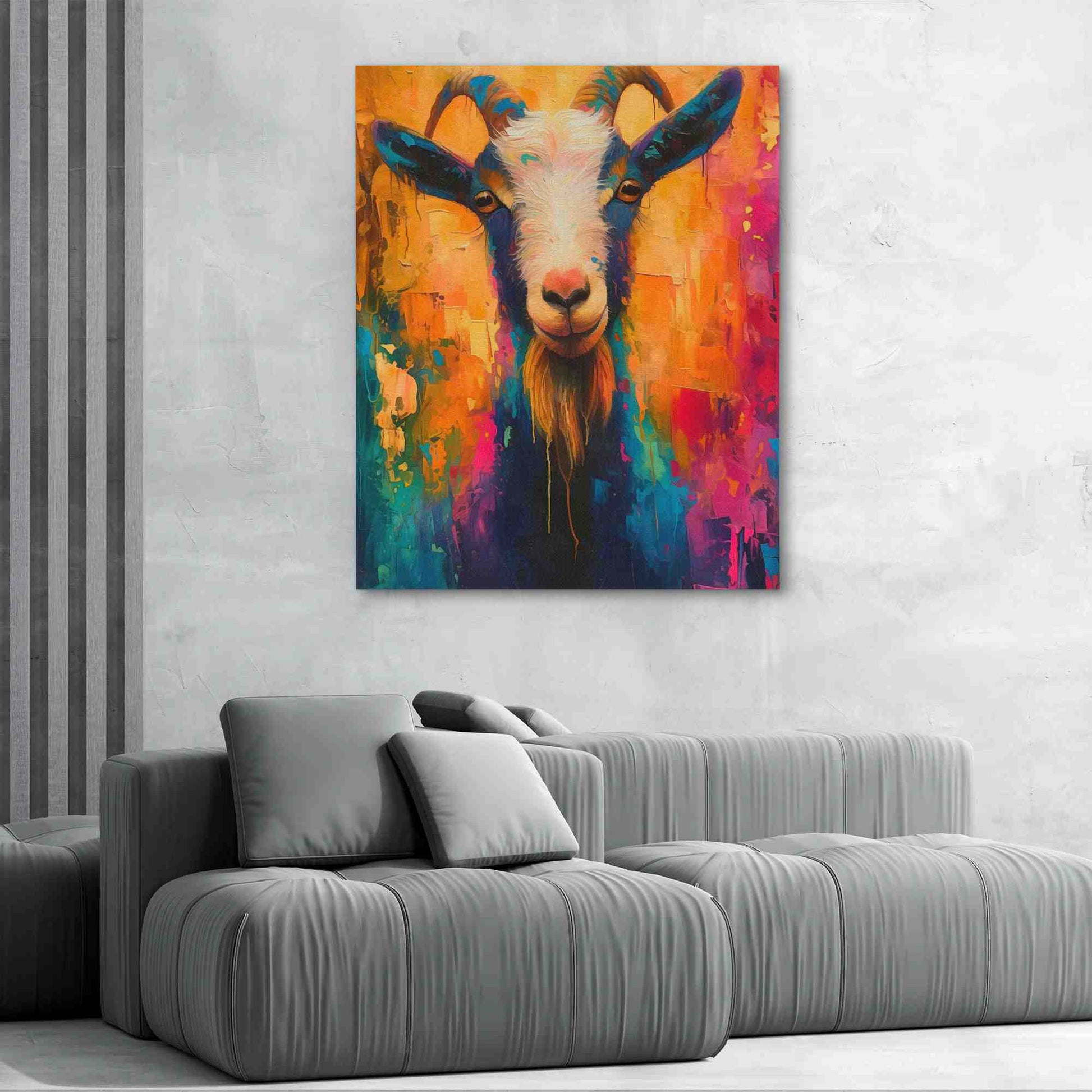 Rainbow Goat - Colorful Farmhouse Canvas Print