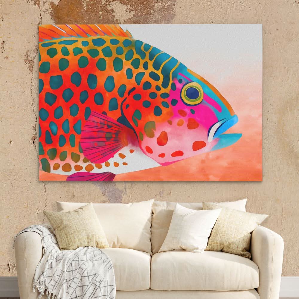Rainbow Trout - Modern Wall Art in Black Frame