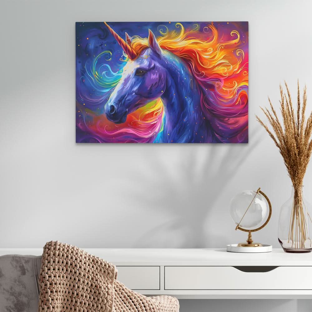 Rainbow Unicorn Magic - Magic Wall Art in Black Frame