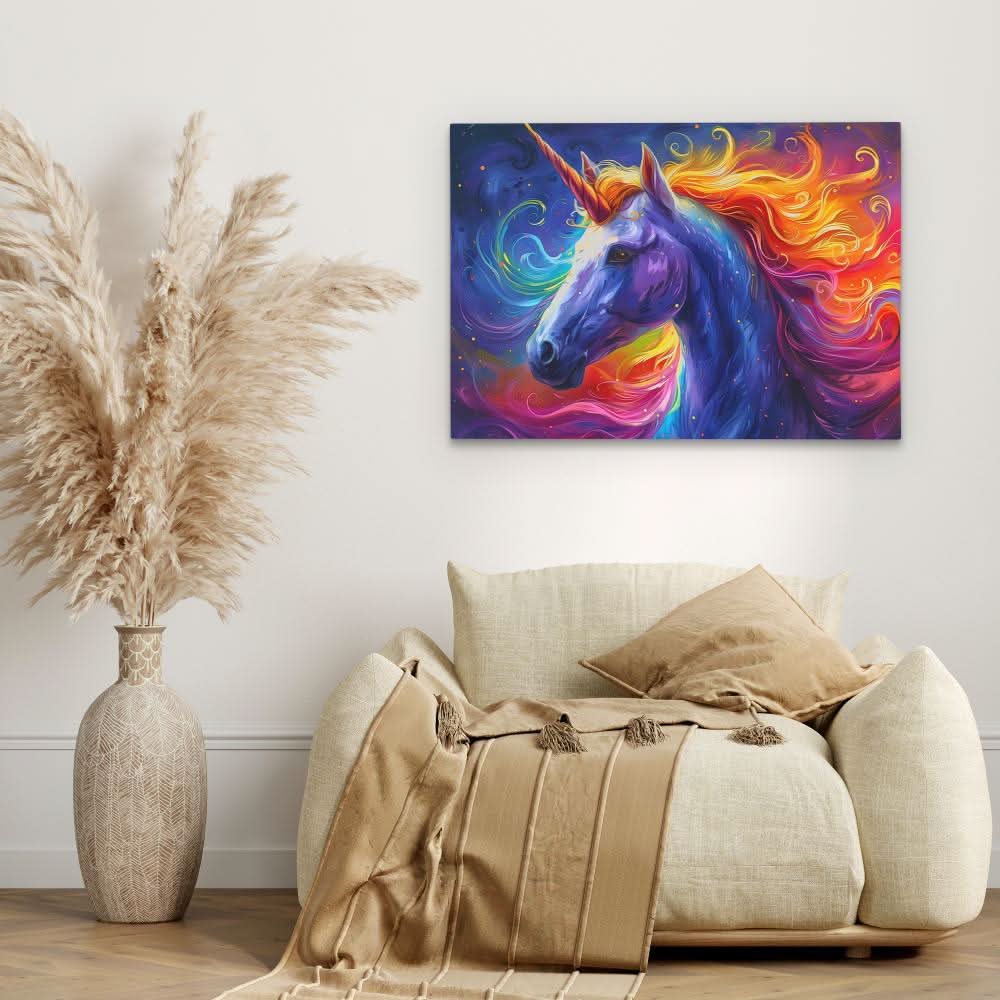 Rainbow Unicorn Magic - Fantasy Colorful Canvas Wall Art