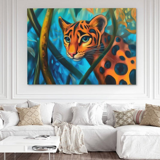 Rainforest Feline - Wall Art in Black Frame