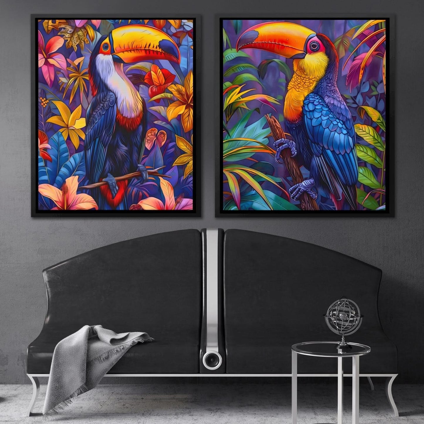 Rainforest Toucans - Blue Bird Canvas Print