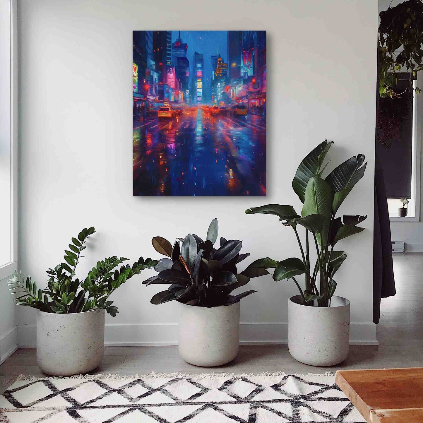 Rainy Streets - Large Watercolor Canvas Print