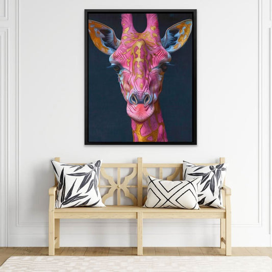 Rare Giraffe - Modern Wall Art in Black Frame