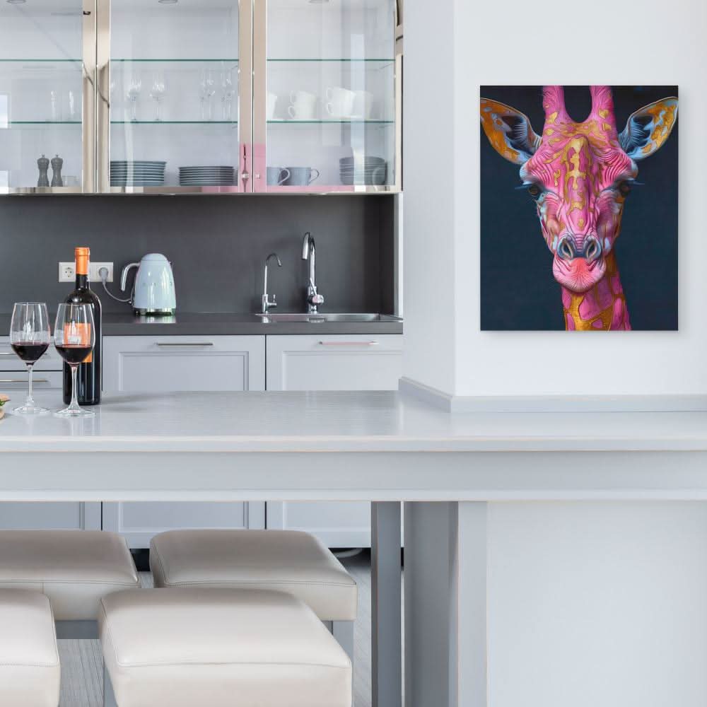 Rare Giraffe - Pink Wall Art for Home Office
